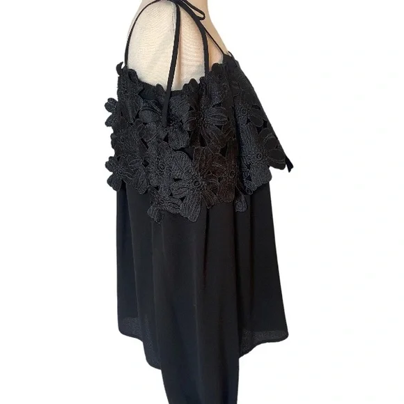 Michael Kors Black Floral Off Shoulder Top - Picture 2 of 8